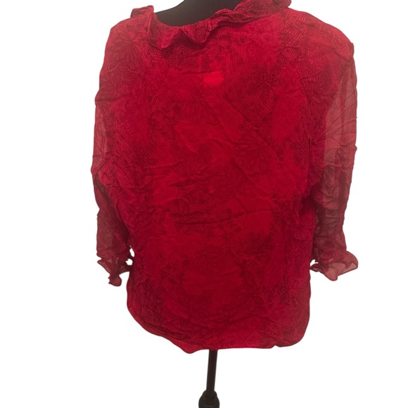 Ice Red Ruffled Blouse - Picture 2 of 4